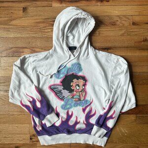 Betty Boop Purple & Pink Flames Hoodie Women's size [M]